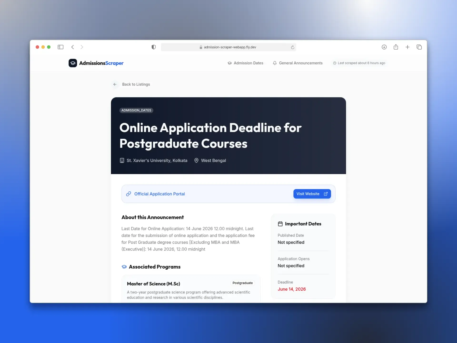 Admission Scraper